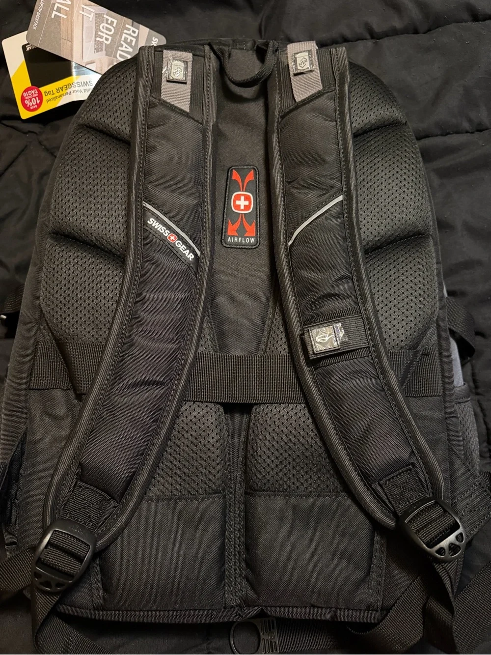 NWT SwissGear Men's Black and Gray Laptop Backpack with Multiple Compartments